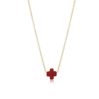 16" Necklace Gold - Signature Cross Red - J.A. Whitney