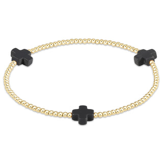 Signature Cross 2MM Gold Bracelet - Onyx