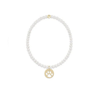 Classic Pearl 3MM Bracelet - Paw Print Gold Disc - J.A. Whitney