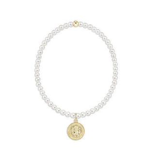 Classic Pearl 3MM Bracelet - Protection Gold Disc - J.A. Whitney