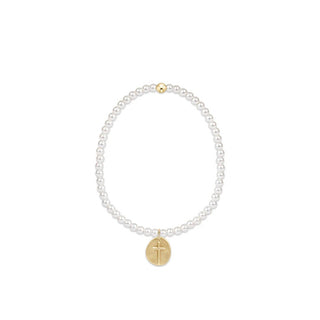 Classic Pearl 4mm Bracelet - Inspire Gold Disc - J.A. Whitney