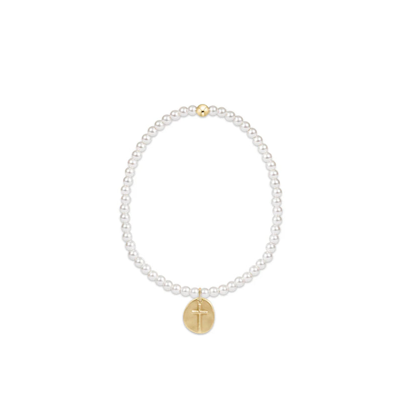Classic Pearl 4mm Bead Bracelet - inspire Gold Charm