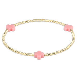 Signature Cross 2mm Gold Bracelet - Pink