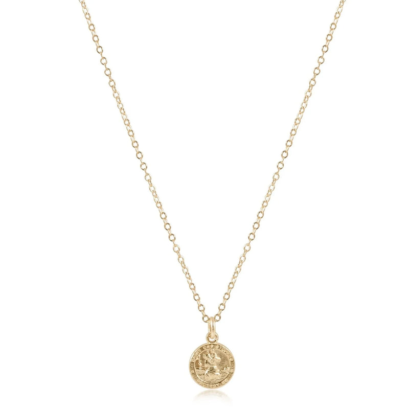 16" Necklace Gold - Protection Gold Disc