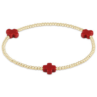 Signature Cross 2mm Gold Bracelet - Red - J.A. Whitney