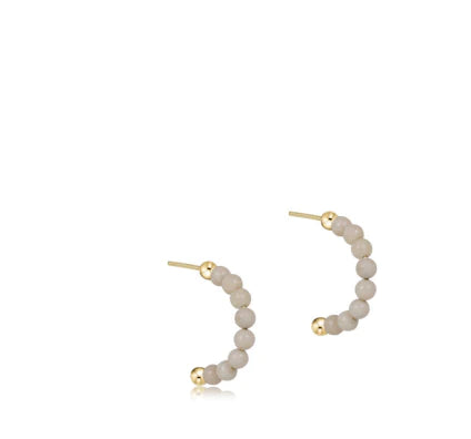 Beaded Gemstone 1" Post Hoop - 3mm Riverstone