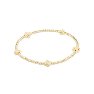 Signature Cross Small Gold Pattern 2mm Bead Bracelet - Gold