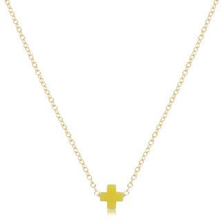 16" Necklace Gold - Signature Cross Small Canary - J.A. Whitney