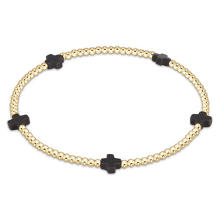 Signature Cross Small 2mm Gold Bracelet - Charcoal - J.A. Whitney