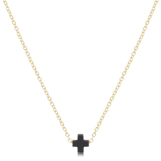 16" Necklace Gold - Signature Cross Small Charcoal - J.A. Whitney