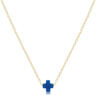 16" Necklace Gold - Signature Cross Small Cobalt - J.A. Whitney