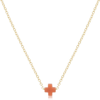 16" Necklace Gold - Signature Cross Small Coral - J.A. Whitney