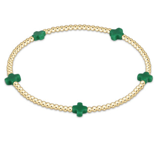 Signature Cross Small 2MM Gold Bracelet Emerald by enewton