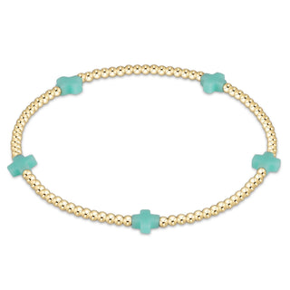 Signature Cross Small 2mm Gold Bracelet - Mint