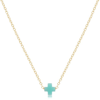 16" Necklace Gold - Signature Cross Small Mint - J.A. Whitney