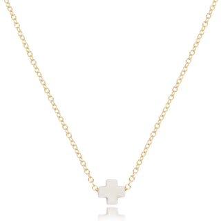 16" Necklace Gold - Signature Cross Small Off - White - J.A. Whitney