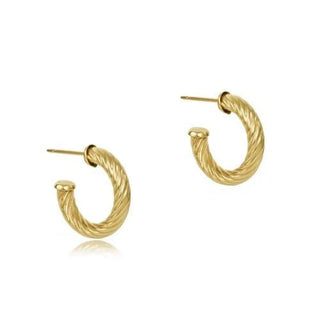 Round Gold 0.5" Post Hoop - 4mm - Textured Twist - J.A. Whitney