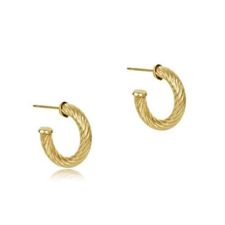Round Gold 1.125" Post Hoop - 4mm - Textured Twist - J.A. Whitney
