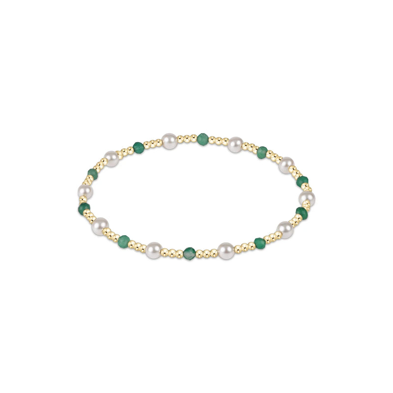 Pearl Sincerity Pattern 4mm Bead Bracelet - Green Onyx