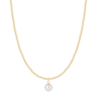 17" Choker Beaded - Classic Gold 2mm - Classic Pearl 8mm Charm