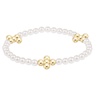 Beaded 4mm Gold Signature Cross 4mm Pearl Bracelet