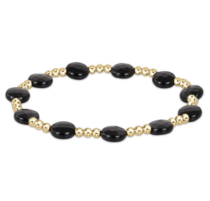 Admire Gold 3mm Bead Bracelet - Faceted Onyx