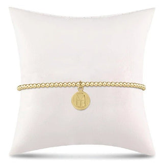 Classic Gold 2mm Bead Bracelet - be you. Small Gold Word Disc - J.A. Whitney