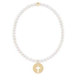 egirl Classic Pearl 3mm Bracelet - Blessed Gold Disc - J.A. Whitney
