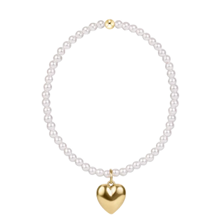 Classic Pearl 3mm Bracelet - Love Plush Gold Charm