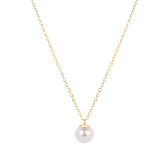 16" Necklace Gold - Classic Pearl 8mm Charm - J.A. Whitney