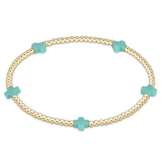 egirl Signature Cross Small 2mm Gold Bracelet - Mint - J.A. Whitney