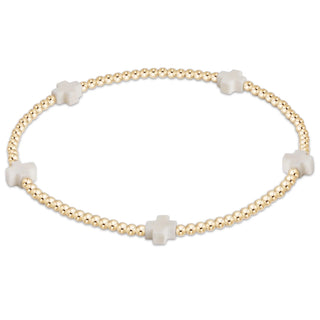 egirl Signature Cross Small 2mm Gold Bracelet - Off White - J.A. Whitney
