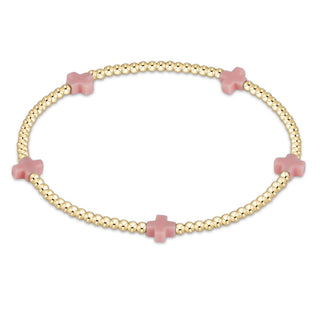 egirl Signature Cross Small 2mm Gold Bracelet - Pink - J.A. Whitney