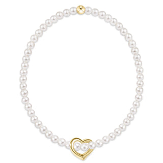 egirl Classic Pearl 3mm Bracelet - Love Gold Charm - J.A. Whitney