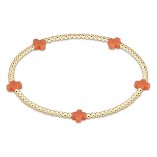 egirl Signature Cross Small 2mm Gold Bracelet - Coral - J.A. Whitney