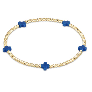 egirl Signature Cross Small 2mm Gold Bracelet - Cobalt - J.A. Whitney