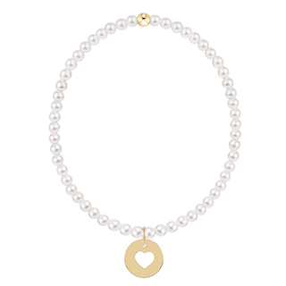 egirl Classic Pearl 3mm Bracelet - Love Gold Disc - J.A. Whitney