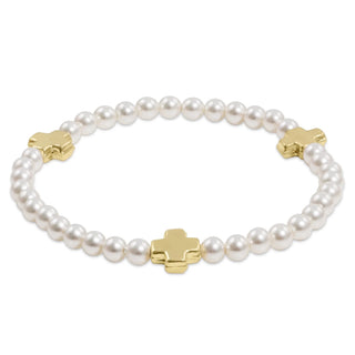 egirl Signature Cross 4mm Pearl Bracelet - Gold - J.A. Whitney