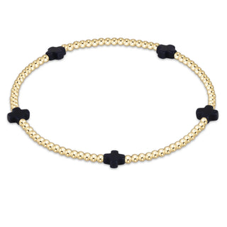 egirl Signature Cross Small 2mm Gold Bracelet - Navy - J.A. Whitney