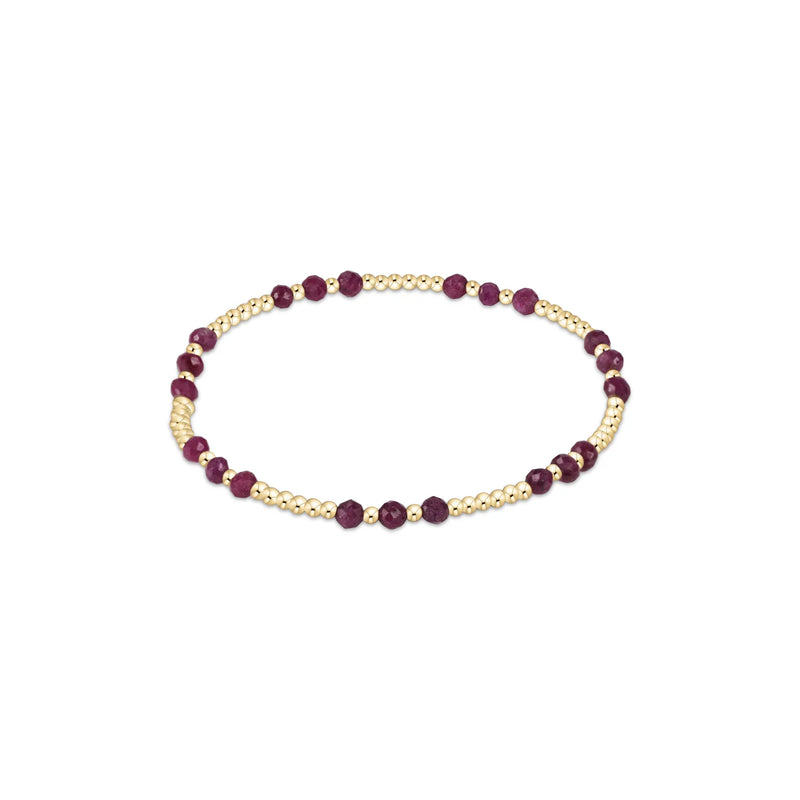 Gemstone Gold Joy Pattern 3mm Bead Bracelet - Amethyst