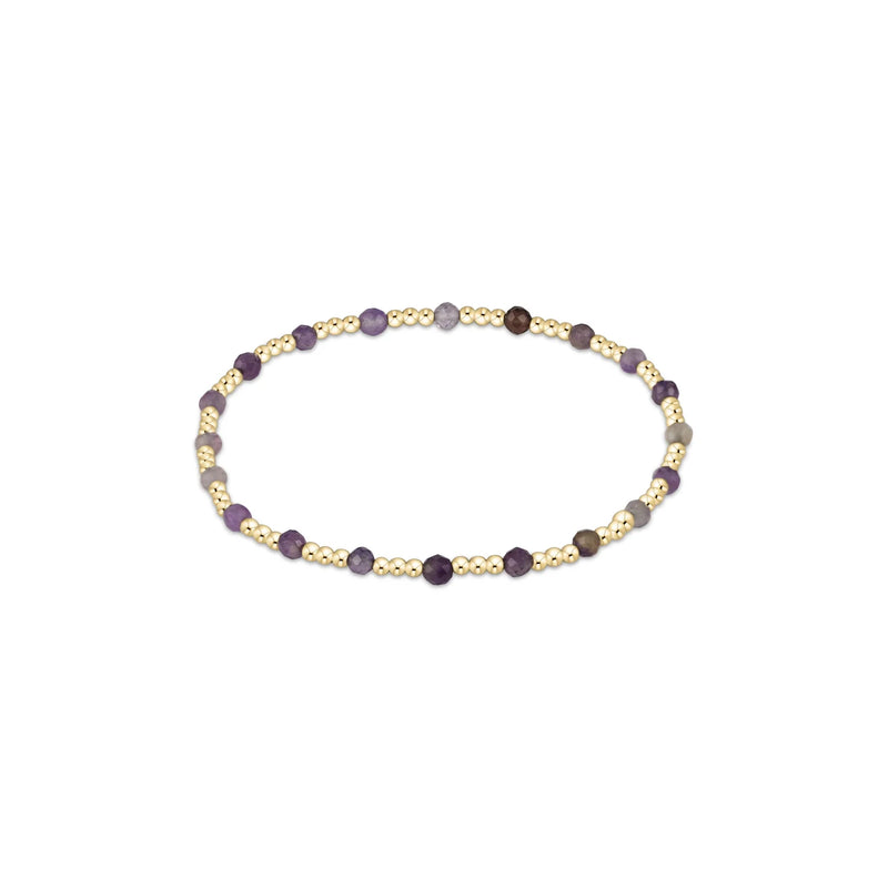 Gemstone Gold Sincerity Pattern 3mm Bead Bracelet - Amethyst