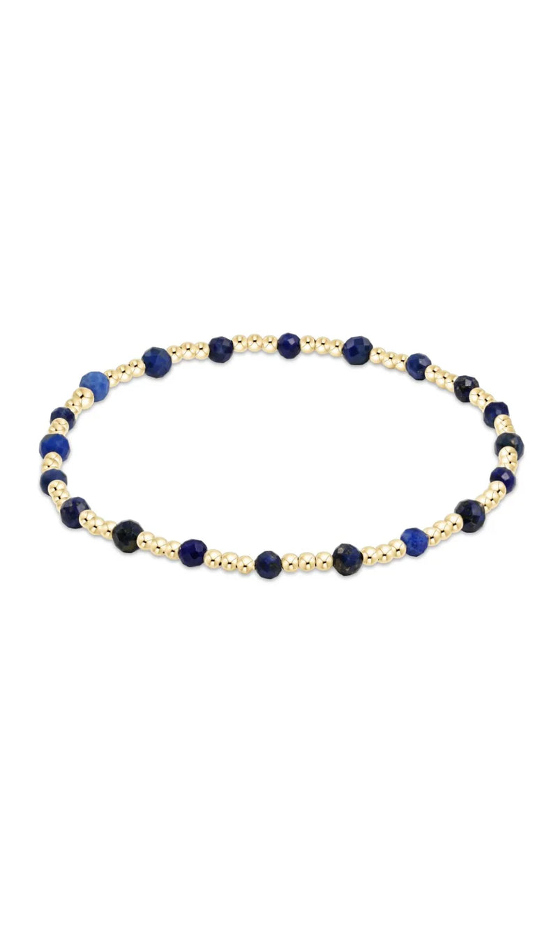 Gemstone Gold Sincerity Pattern 3mm Bead Bracelet - Lapis