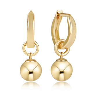 Huggie Gold 0.5" Hoop - Classic Gold 8MM Charm - J.A. Whitney