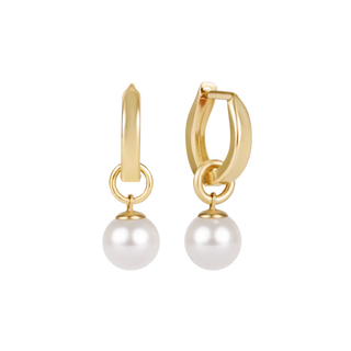 Huggie Gold 0.5" Hoop - Classic Pearl 8MM Charm - J.A. Whitney