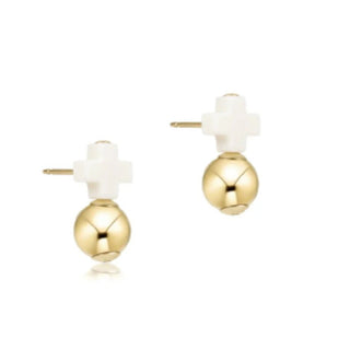 Signature Cross Off-White Stud - Classic Gold - J.A. Whitney