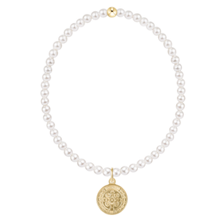 Classic Pearl 3mm Bracelet - Blessing Gold Disc