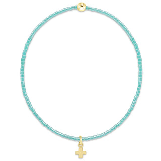 Hope Classic Sea Glass Bracelet - Signature Cross Small Gold Charm - J.A. Whitney
