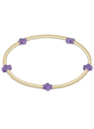 Signature Cross Small 2mm Gold Bracelet - Purple