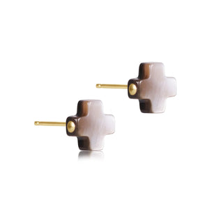 Signature Cross Stud - Mother of Pearl - Black Tahitian - J.A. Whitney