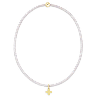 Hope Classic Silky White Bracelet - Signature Cross Small Gold Charm - J.A. Whitney